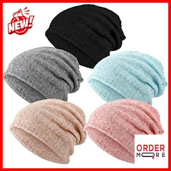 5-Piece Slouchy Beanie Set for Chemo Patients, Soft Stretch Head Wraps main image 8